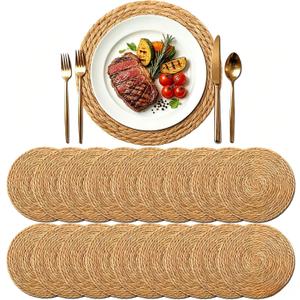 13.8" Round Woven Placemats, Plate Chargers for Dining Table, 13.8 Inch Set of 18