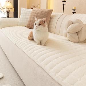 Velvet Couch Covers for Dogs, Dog Sectional Couch Covers, Pet Couchs Cover for 2-3 Seater, Couchs Protector for Dogs, Sectional Sofa Cover for Pet Washable(1PC,Beige White,27.6"70.9")