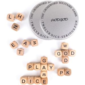 2 Set – The Crossword Dice Game Set, Wooden Letter Dice –Dice Game,Word Dice,Travel Game, Fun Multiplayer Word Game for Travel, Camping, and Family Night, with Portable Storage Boxes
