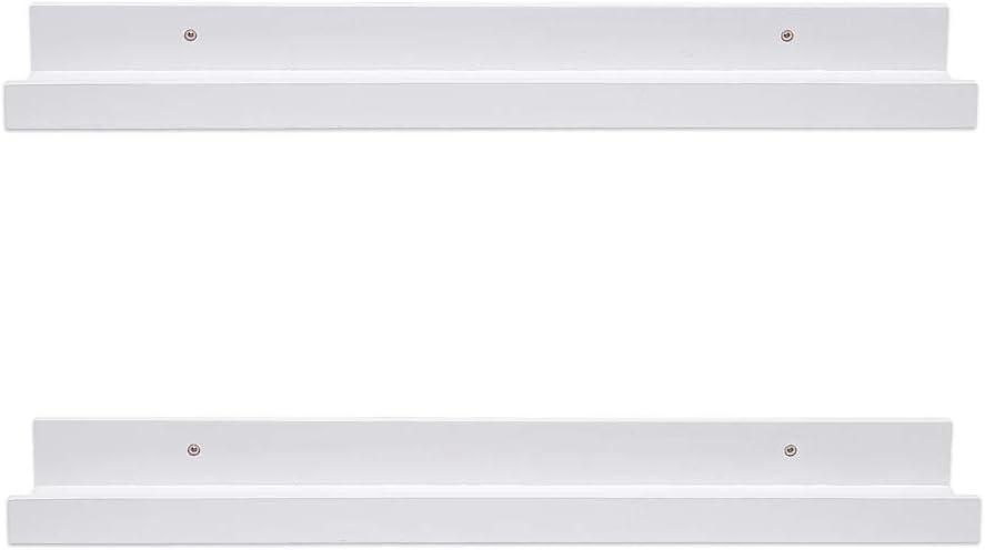 AZSKY 24 Inch Picture Ledge Shelf Floating Shelves Wall Mounted Set of 2 White