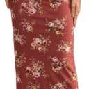 Milumia Women's Boho Floral Print Midi Skirt High Waist Mesh Overlay Pencil Skirts (Large)