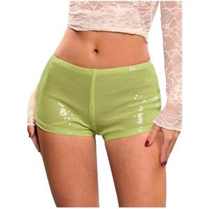 SweatyRocks Women's Sparkly Sequin Mini Shorts Low Rise Y2k Party Rave Booty Shorts Hot Pants Size S