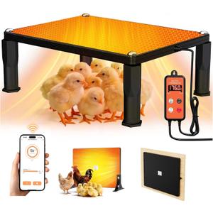 Brooder Heater for Chicks,Chicken Brooder with APP & Thermostat,Smart Chicken Coop Heater with Adjustable Temp (41~176) & 24H Timer,120 Watts Radiant Heat Flat Panel Heaters for Winter
