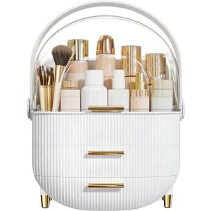 Makeup Organizer Skincare Organizers - Cosmetic Display Cases with Transparent Cover, SkinCare Organizers for Bathroom Countertop, Bedroom Vanity Desk, Lipstick Organizer, White