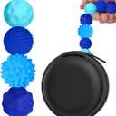 BUSOHA Silicone Fidget Balls - 4 Pack Fidget Toys Stress Balls for Adults Sensory Stone Travel Toys for Calming,Autism and ADHD,Gifts for Teens ,Blue (1.2 Inch)