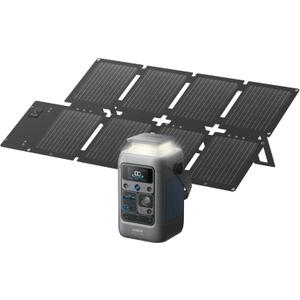 Anker SOLIX C300 DC Power Bank Station and 60W Solar Panel, 288Wh Portable Power Station, LiFePO4 Battery, 300W Solar Generator, for Outdoor, Camping, Traveling, and Emergencies