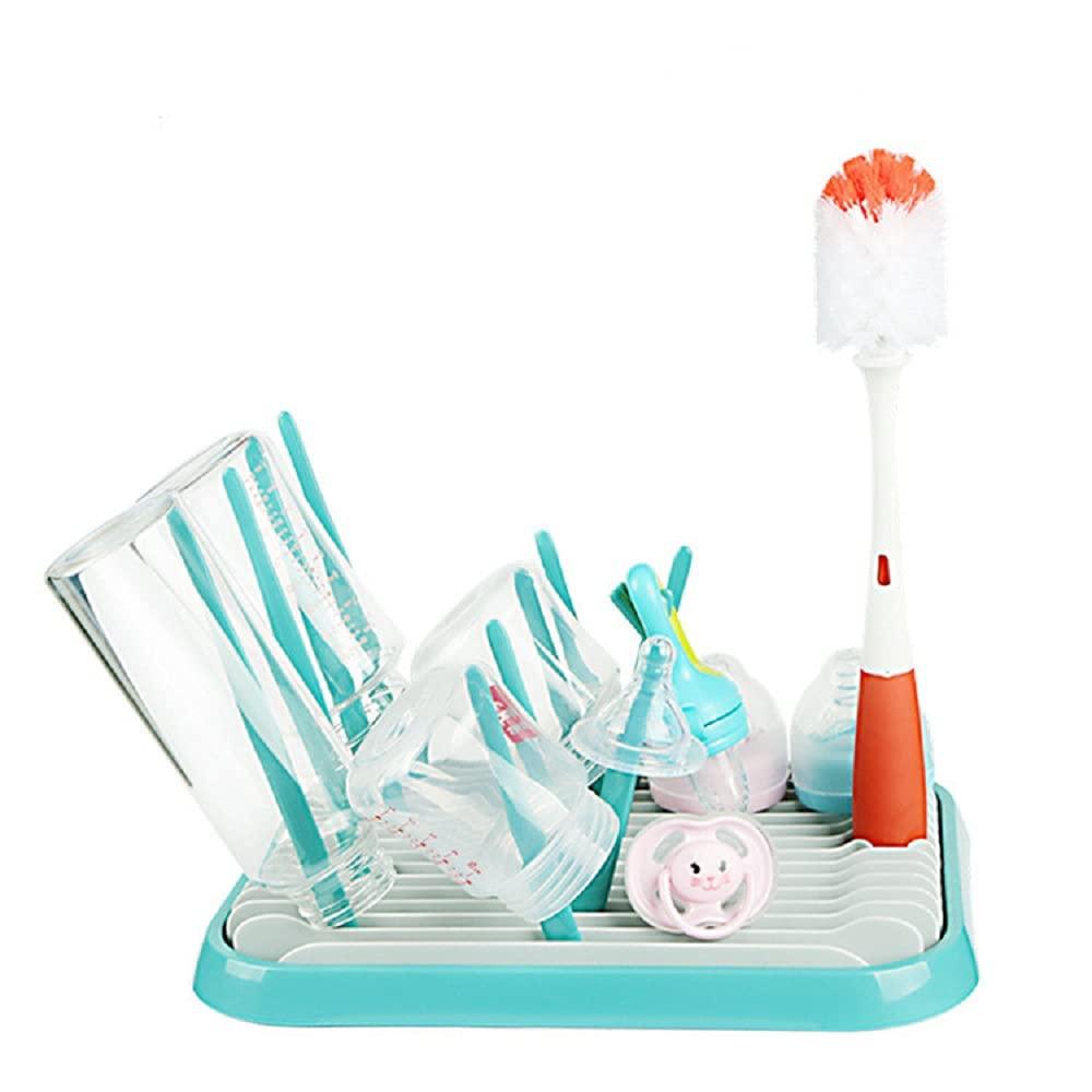 Baby Bottle Drying Rack Dryer Space Saving Travel Holder for Pump Cup Plastic Accessories (Green)