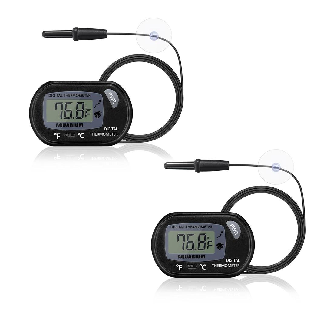 DaToo Aquarium Thermometer with Large LCD Display Fahrenheit/Celsius(/) Fish Tank Thermometer for Aquarium Reptile Terrarium Digital Water Thermometer with Suction Cup(2 Pack)
