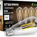 Dusk to Dawn Light Bulbs, 6W Equivalent 60W, Soft White 3000K, E26 Base, Light Sensing, ST58 Vintage Style, 600LM, Outdoor Edison Bulbs, Automatic Light Bulbs for Porch Patio Garage, 4 Pack