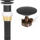 NearMoon Bathroom Sink Drain Without Overflow, 304 Stainless Steel Pop up Drain with Detachable Strainer Basket, Anti-Clogging Hair Catcher Assembly Stopper Vessel Sink (Matte Black)