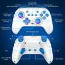PPKKAI Switch Controllers 2 Pack, Wireless Switch Pro Controller for Nintendo Switch/Lite/OLED, Gaming Controller with Hall Effect Joysticks/Programmable/Adjustable Dual Vibration, Blue-White