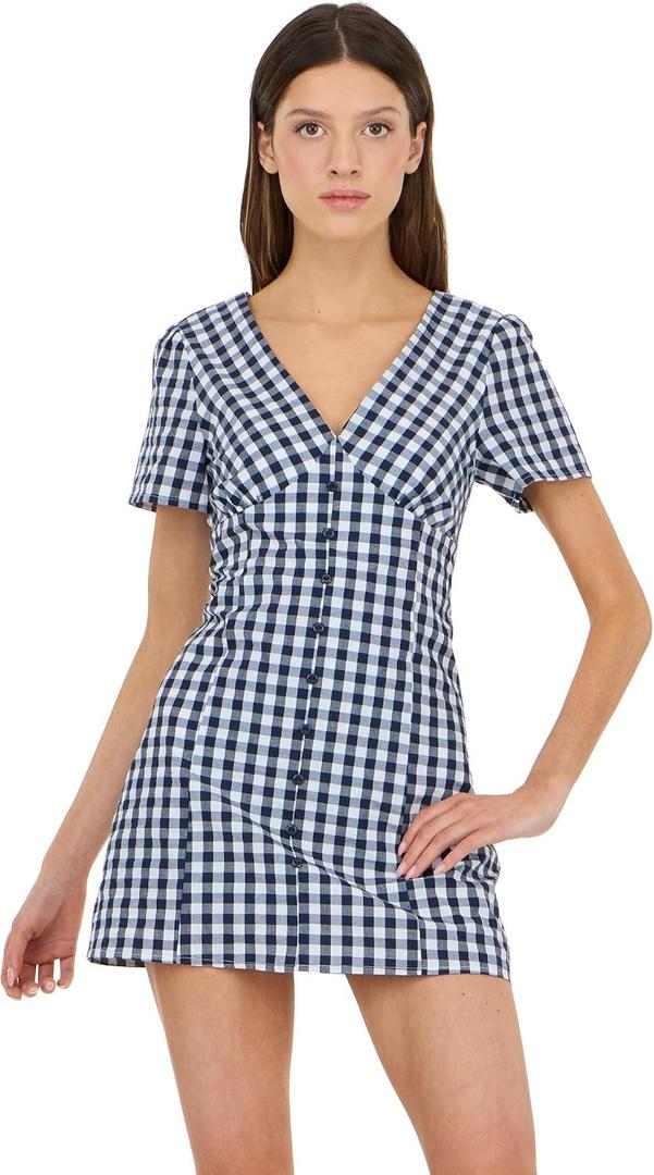 Forever 21 Women's V-Neck Plaid Dress with Front Placket (XL)
