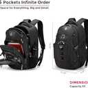 Swissdigital Design Laptop Backpack with USB Charging Port, Travel Backpack Fits 15.6 inches Computer, 31L College School Backpack for Men, Black | SD803