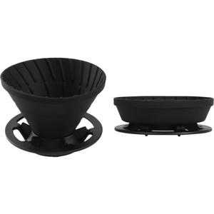 Pour Over Coffee Dripper Collapsible Silicone Filterfilter Coffee Funnel, Single Serve Coffee Drip Cone for Camping, Travel, Hiking, Backpacking(Black)