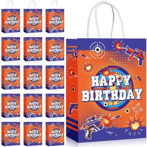 Dianelhall 16 Pieces Dart Party Supplies Bags, Game Dart Birthday Party Favors Game Gun Birthday Theme War Gift Treat Bags, for Themed Favor Decoration