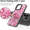 Compatible for iPhone 15 Pro Max Case Cute Aesthetic - Durable Fashion Funny Phone Case - Girly Love Heart Pattern Print Cover Design for Woman Girl 6.7 inches Black