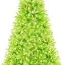 Best Choice Products 6ft Pre-Lit Lime Green Christmas Tree, Full Artificial Holiday Decoration w/ 947 Branch Tips, 250 Lights, Foldable Base