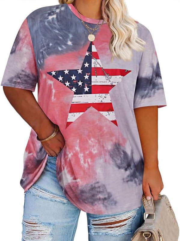 TIYOMI Women Plus Size Tops Basic Summer Shirts Short Sleeve Crewneck Tunics Casual T-Shirt Loose Fits XL-5XL (XXL)