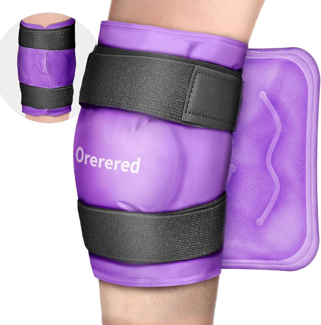 3 x Reusable Cold Ice Packs for Injuries, 3-Piece Set Cold Gel Ice Wrap for Injury Recovery, Alleviate Joint and Muscle Pain (Knee Ice Wrap-Purple)