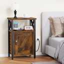 Wooden Nightstand with Lock, Bed Side Table with Drawers, Bedside Table with Charging Station, 3 USB & 2 Outlets, Night Stand with Storage, End Tables for Living Room, Bedroom, Dorm, Brown