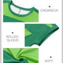 Tankaneo Womens Summer Tops Striped Oversized Short Sleeve Crew Neck Color Block Casual T Shirts Loose Basic Tee Blouses (Green, L)