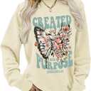 Christian Jesus Sweatshirts for Women Religious Faith God Bible Verse Shirts Boho Butterfly Graphic Pullover Tops (XX-Large, Apricot)