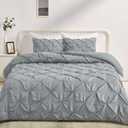 Amazon Basics Soft, Lightweight King Size Comforter Set, All-Season Down-Alternative 3-Piece Bedding Set, Pinch Pleat Design with Piped Edges, Dark Grey