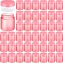 Norme 48 Pcs 4 oz Glass Jars with Lids Leakproof Round Airtight Empty Cosmetic Jars with Inner Liners Lid for Storing Lotions Powder Ointments Making Tins (Pink)