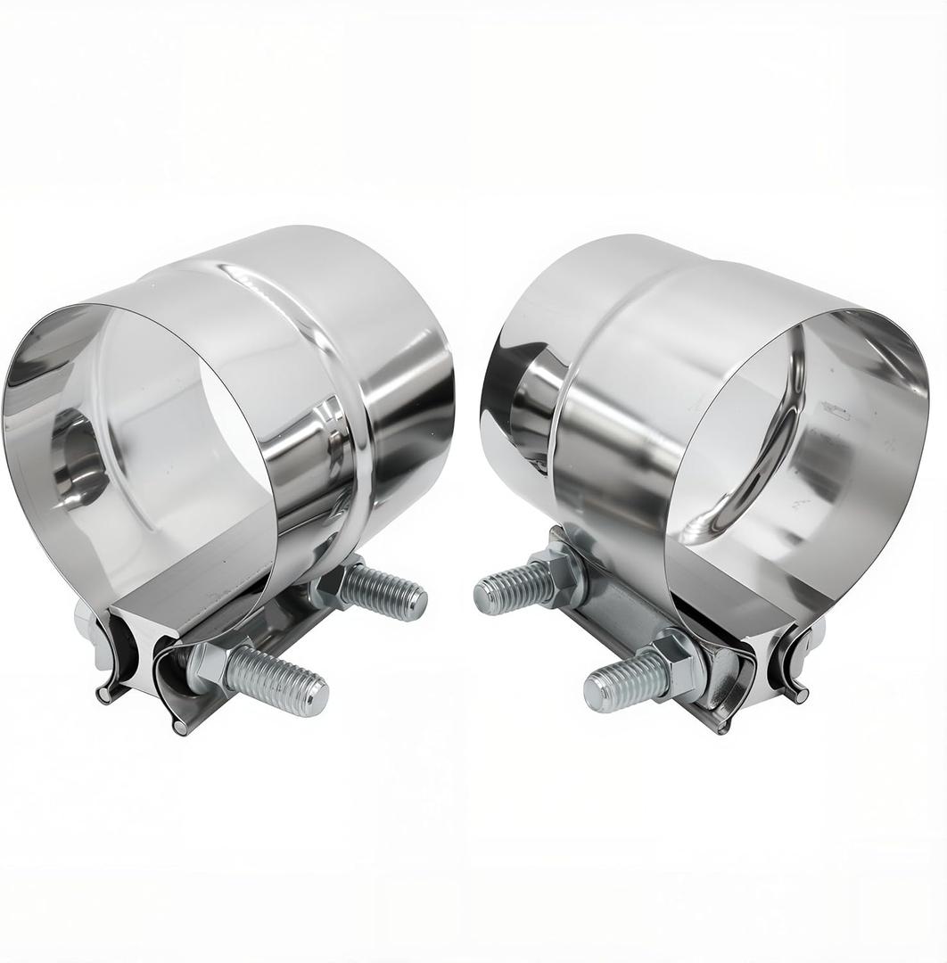 3 inch Exhaust Clamp Stainless Steel Muffler Band Clamps for 3" Inner Diameter to 3" Outer Diameter Turbo Downpipe Exhaust System Repair - 2 Pieces