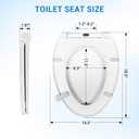 KHE Elongated Toilet Seat 18.5 Inch, Soft Close Toilet Seat with No-Touch Handle, Quick Release for Easy Cleaning, Non-Slip Bumpers, Durable PP, White