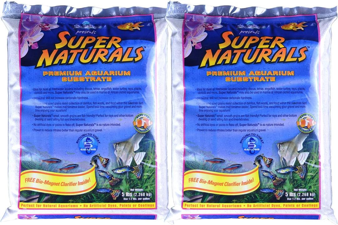 CaribSea Super Natural Moonlight Sand for Aquarium  5 lb Each  Ideal for Freshwater Aquaria  Perfect for Discus, Tetras, Angelfish, and More  (Pack of 2)
