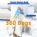 Small Trash Bags 4 Gallon, 360 Count -1.2 Mil Drawstring Mini Garbage Bags, White Plastic Trash Can Liners for Bathroom Accessories, 15 Liter, Bedroom, Dorm Room Essentials, Office