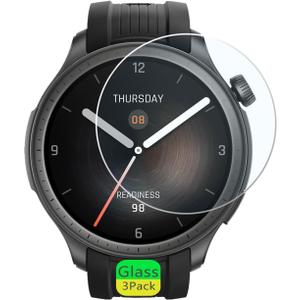 Aemus Screen Protector Compatible for Amazfit Balance SmartWatch (3 Pack) Clear Tempered Glass Film