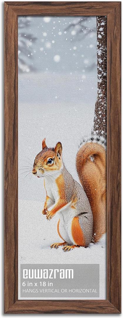 Rustic Walnut 6x18 Frame - Single Frame, 6 x 18 Poster Frame for Artwork, Puzzles, Photos and Movie Posters Picture Frames