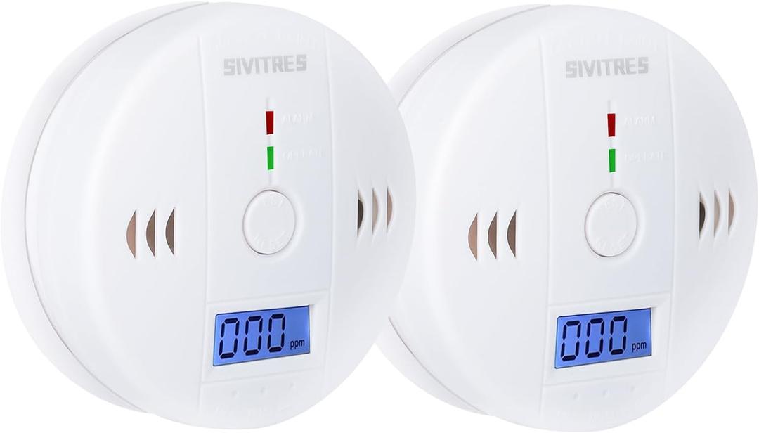 2 Packs Carbon Monoxide Detectors Carbon Monoxide Alarm CO Alarm Detector Monitor with LED Digital Display Battery Operated