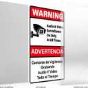 2 Pack Video Surveillance Signs Bilingual 12 8 Inches Rust Free Aluminum UV Protected Reflective Waterproof Sign with Pre-drilled Holes for Indoor Outdoor Use