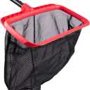 Pool Skimmer Net, Upgraded Pool Net Skimmer with Double-Layer Netting Bag, Larger Capacity Pool Nets for Cleaning Finest Debris, Thickened Frame Pool Leaf Net Reinforced with Grid Structure (Red)