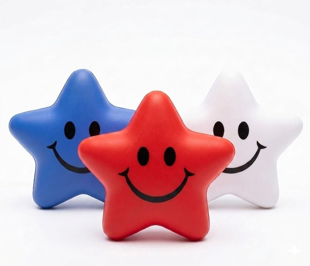 Smiley Star Stress Relief Set,   5ct,  Squishy 1 pack