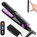 Elilier Mini Ceramic Flat Iron 0.7 Inch, Hair Straightener for Short Hair, Curls, Bangs - Adjustable Temperature, Portable Dual Voltage with Travel Pouch for Women, Men