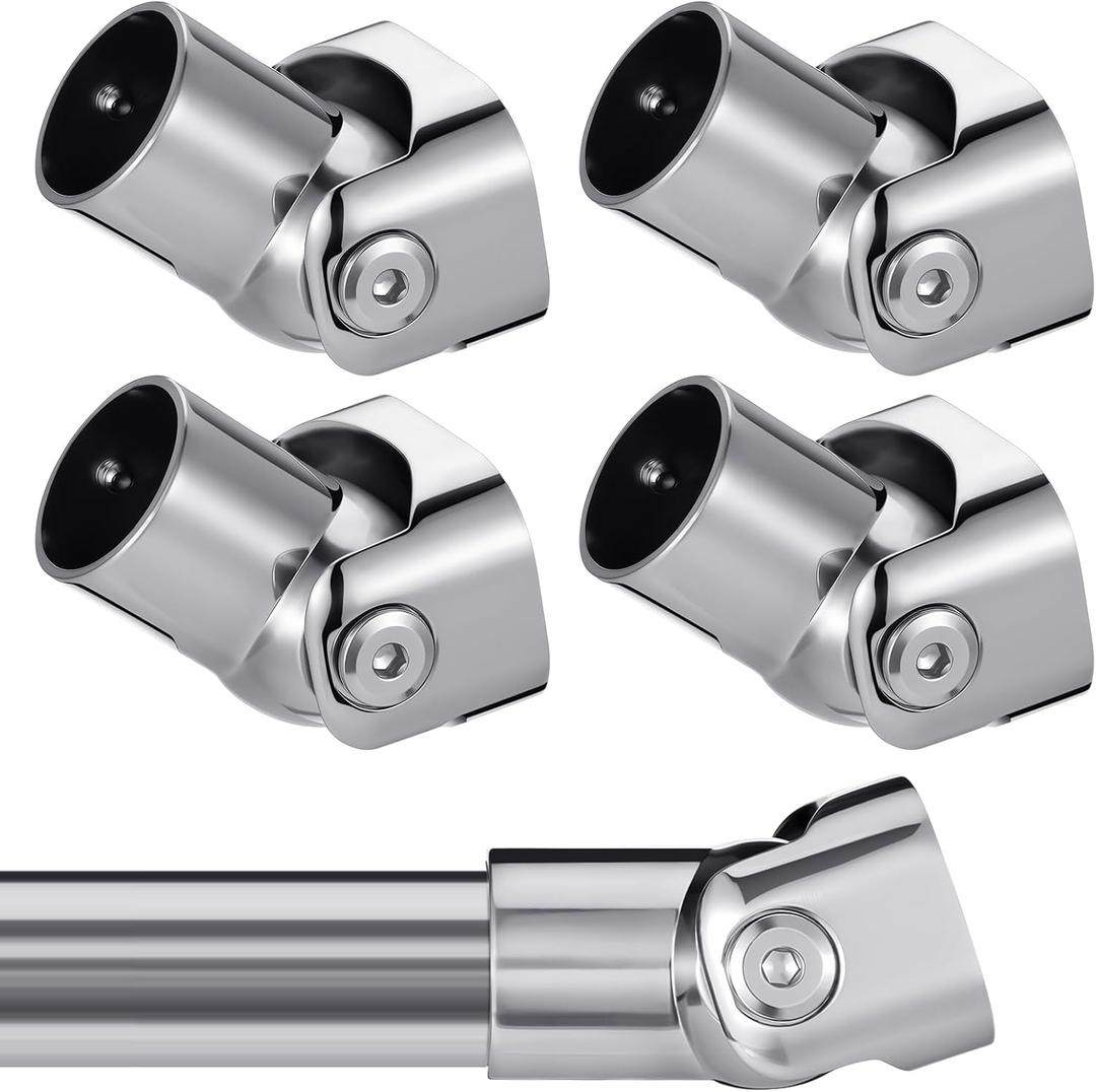 Zonon 4 Pack Shower Curtain Rods Single Swivel Flange Angled Shower Curtain Rods Bracket with Screws Brushed Nickel Finish 180 Rotation Fit 1" Outer Dia Rod for Bathroom Angled Sloped Ceiling Wall
