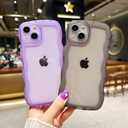 SKYLMW Compatible with iPhone 14 Case Wavy Frame Cute,Clear/Pink