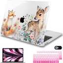 Mektron Case for MacBook Air 13 inch M1 A2337 A2179 A1932,Hard Cover 2018-2021 Air 13-inch with Touch ID, Exclusively Designed Protective Shell with Keyboard Skin+Screen Protector, Fox and Deer