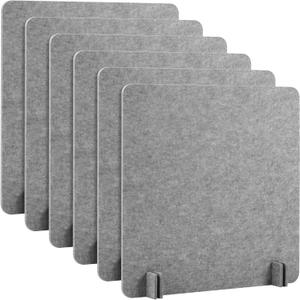 Kisston 6 Pack Acoustic Desk Divider Desk Partition 24 x 24" Stand Up Freestanding Desk Privacy Panel Noise and Visual Distractions Reducing Table Divider for Student Reception Area Office (Light Gray)