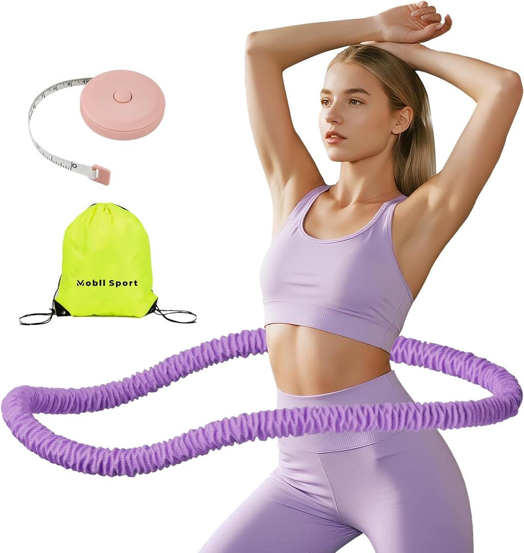 Upgraded Weighted Hoop for Adults - 3.3lb Soft Spring Fitness Hoop for Weight Loss - Foldable Exercise Hoop for Beginners & Home Travel Use
