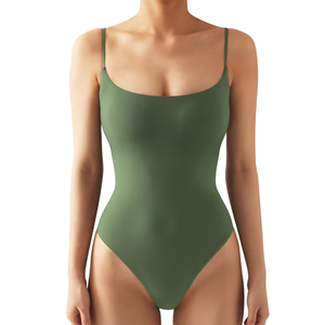 SUUKSESS Women Sexy Square Neck Thong Bodysuit Backless Cami Bodysuit Top , size S