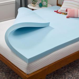 Linenspa Memory Foam Mattress Topper, Short Queen Size - 3 Inch Gel Infused Memory Foam - Plush Feel - Cooling and Pressure Relieving - CertiPUR Certified