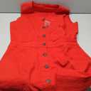 luvamia Women's Casual V Neck Sleeveless Jeans Button Down Denim Short Dress (L, Red)