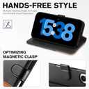 TUCCH Wallet Case for iPhone 17 (6.3") 2025, RFID Blocking 4 Card Slots, Kickstand, Shockproof TPU Shell, PU Leather, Magnetic Closure, Protective Flip Folio Cover, Black & Brown