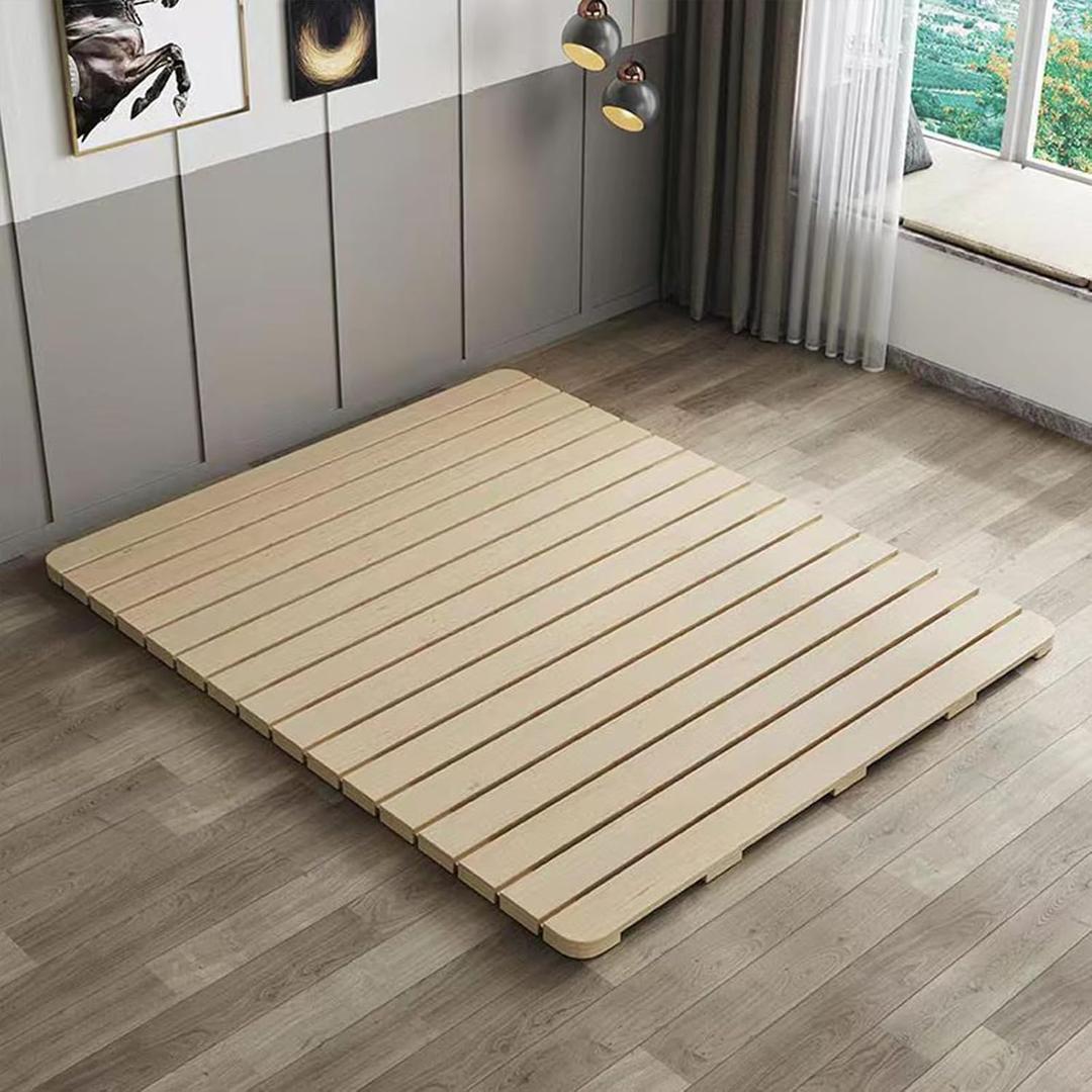 Floor Bed Frame Japanese Bed Frame Foldable Slatted Bed Base Wooden Floor Platform Guest Tatami Mat, Size: C-Full