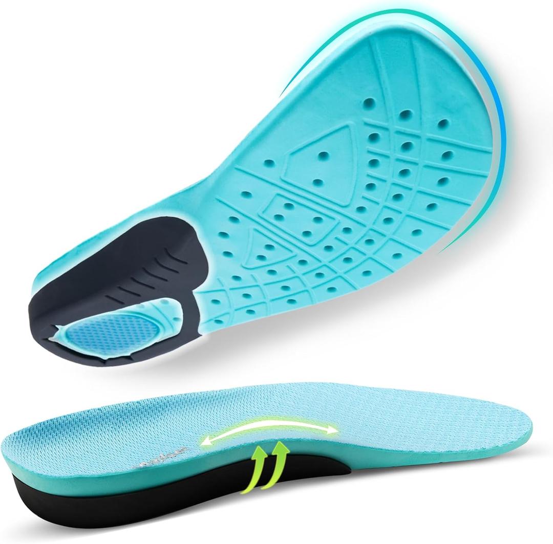 OrthoComfoot Wide Plantar Fasciitis Inserts for Women, Breathable Comfort Arch Support Insoles for Diabetes & Flat Feet, 240LBS+ Heavy-Duty Adjustable TPU, Work Boot Orthotic Insoles, Size 7 Women (Black)